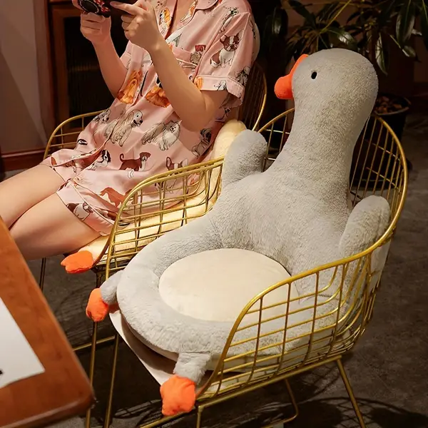 1pc Cute Big White Goose Seat Cushion Office Long Sitting Waist Support Chair Cushion Dormitory Bedroom Tatami Floor Pillow For Living Room Office Home Decor