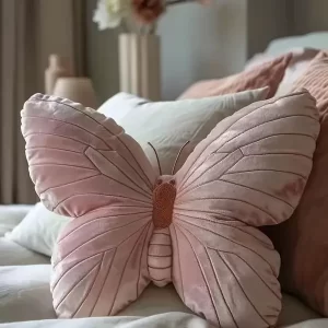 Velvet Butterfly Throw Pillow - Pink, Soft Stuffed Cushion for Bedroom & Living Room Decor, Perfect for Spring and Christmas Butterfly Pillow Butterfly Pillow Covers