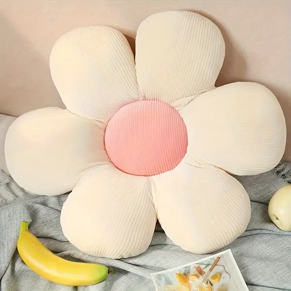 1pc Flower Shaped Plush Pillow - Chemical Fiber Cotton Filled, Polyester Surface - Versatile Office Chair & Car Seat Cushion - Cute Floral Doll Decor - Ideal for Home Decoration & Birthday Gifts