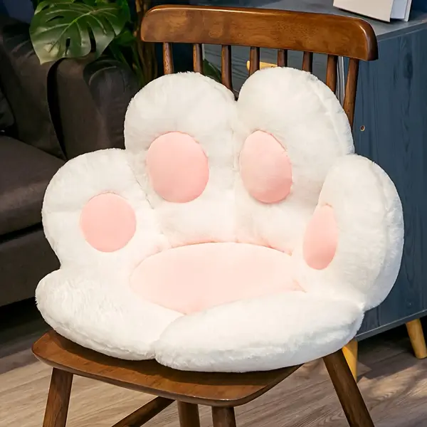 65cm Cartoon Bear Paw Half Wrap Around Cushion, Winter Office Seat Cushion, Student Cushion, Cat Paw Cushion