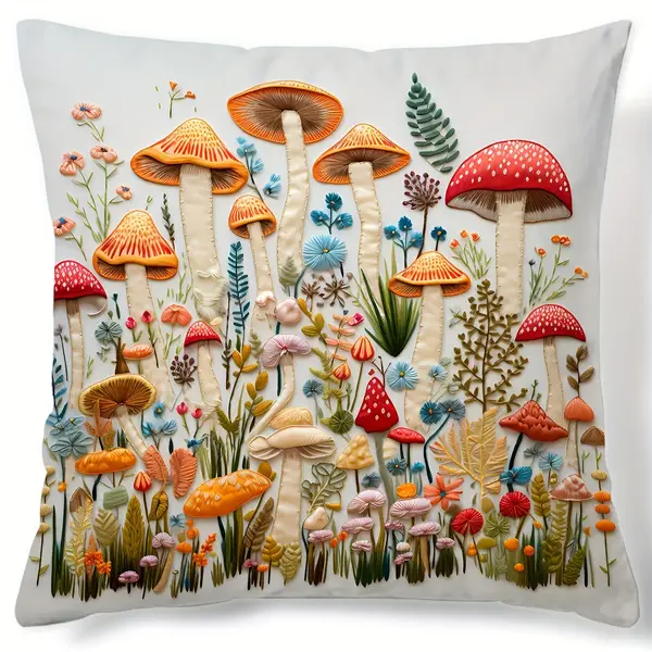 1pc, Plant Flower Pattern Polyester Cushion Cover, Pillow Cover, Room Decor, Bedroom Decor, Sofa Decor, Collectible Buildings Accessories (Cushion Is Not Included)